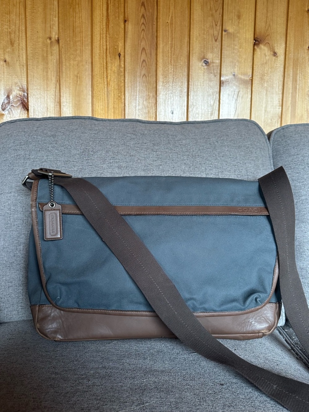 Coach Canvas Leather-Trim Messenger Bag